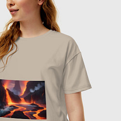 Футболка оверсайз женская Текущая лава, цвет: миндальный — фото 2