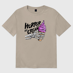 Футболка оверсайз женская Horror ice cream, цвет: миндальный