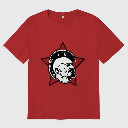 Женская футболка оверсайз Значок - Владимир Ленин панк / Красный – фото 1