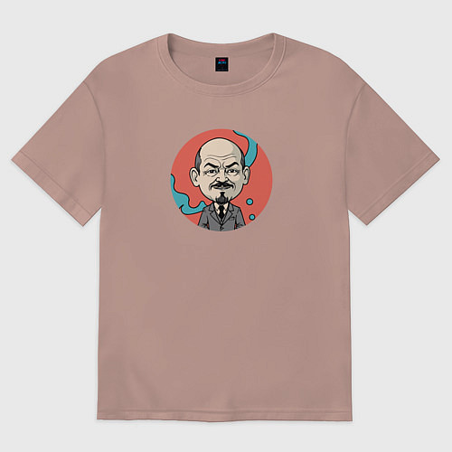 Женская футболка оверсайз Портрет Владимира Ленина / Пыльно-розовый – фото 1