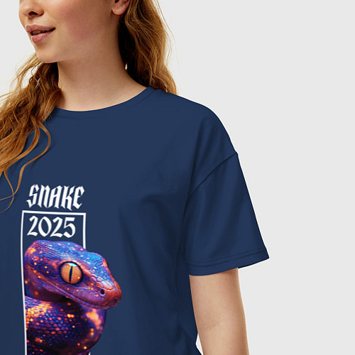 Женская футболка оверсайз Snake 2025 / Тёмно-синий – фото 3
