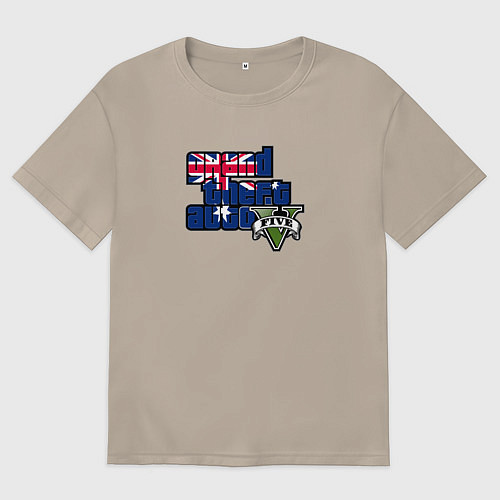 Женская футболка оверсайз ГТА 5 лого / Миндальный – фото 1