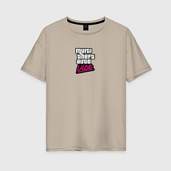 Футболка оверсайз женская GTA vice city game logo, цвет: миндальный