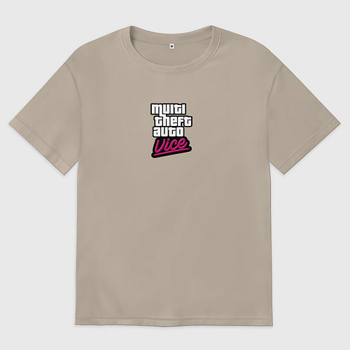 Женская футболка оверсайз GTA vice city game logo / Миндальный – фото 1