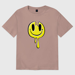 Женская футболка оверсайз Текучий смайлик - эмоция радости