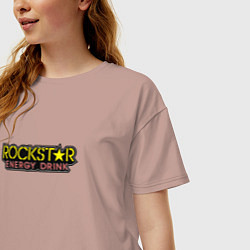 Футболка оверсайз женская Rockstar energy logo, цвет: пыльно-розовый — фото 2