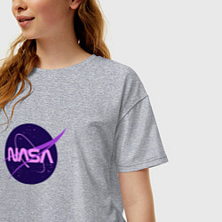 Футболка оверсайз женская NASA logo, цвет: меланж — фото 2