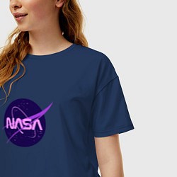 Футболка оверсайз женская NASA logo, цвет: тёмно-синий — фото 2