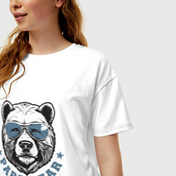 Футболка оверсайз женская Папа медведь в очках, цвет: белый — фото 2