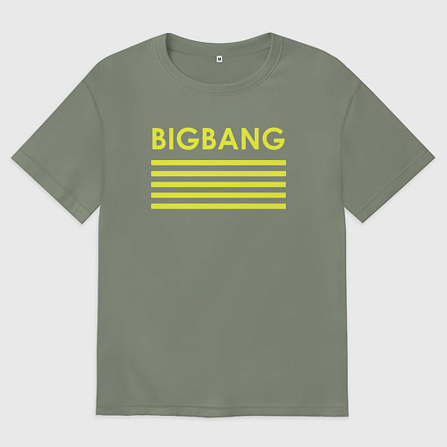 Женская футболка оверсайз Big bang с желтыми полосами / Авокадо – фото 1