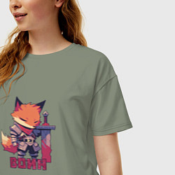 Футболка оверсайз женская Лис воин, цвет: авокадо — фото 2