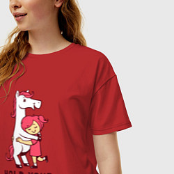 Футболка оверсайз женская Держи свою лошадку, цвет: красный — фото 2