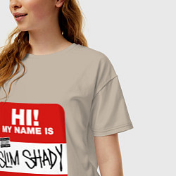 Футболка оверсайз женская Eminem - slim shady sticker, цвет: миндальный — фото 2