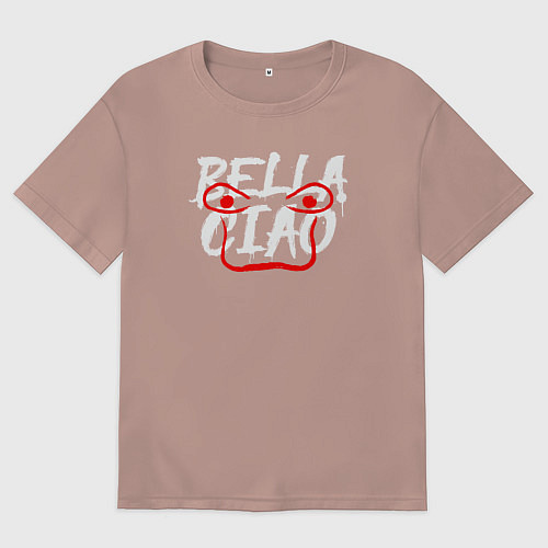Женская футболка оверсайз Bella ciao face / Пыльно-розовый – фото 1