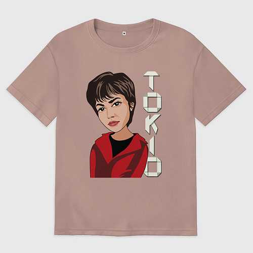 Женская футболка оверсайз Tokio - money heist / Пыльно-розовый – фото 1