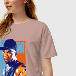 Футболка оверсайз женская 50 cent rapper, цвет: пыльно-розовый — фото 2
