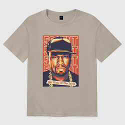 Футболка оверсайз женская 50 cent get rich, цвет: миндальный