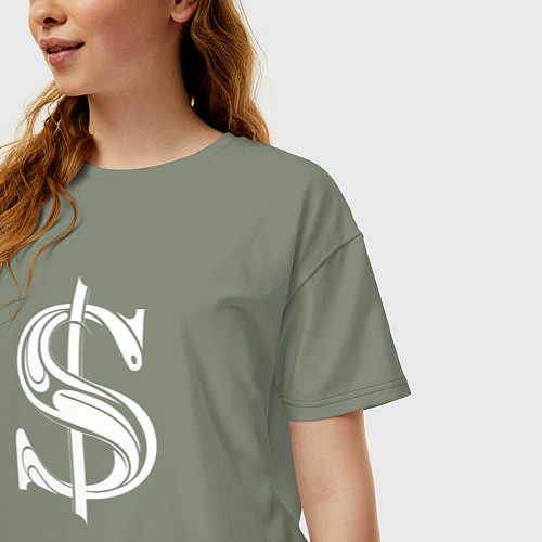 Женская футболка оверсайз Стильный знак - доллара / Авокадо – фото 3
