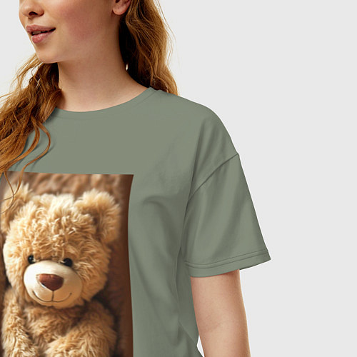 Женская футболка оверсайз Игрушечный большой медвежонок / Авокадо – фото 3