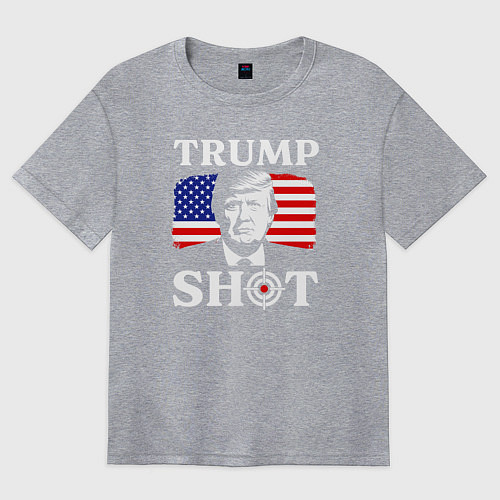 Женская футболка оверсайз Trump shot / Меланж – фото 1