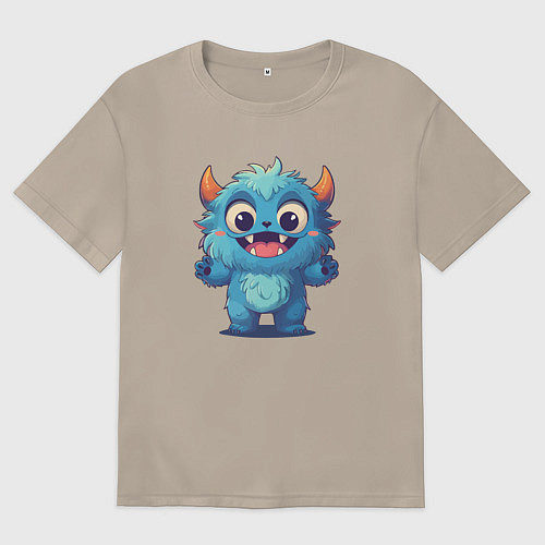 Женская футболка оверсайз Милый монстр йети / Миндальный – фото 1