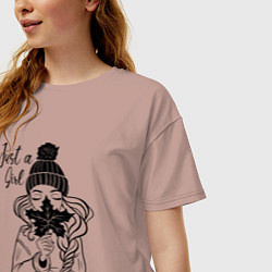 Футболка оверсайз женская Just a girl, who loves fall, цвет: пыльно-розовый — фото 2