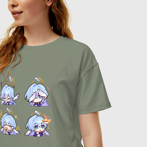 Женская футболка оверсайз Зарянка стикеры / Авокадо – фото 3