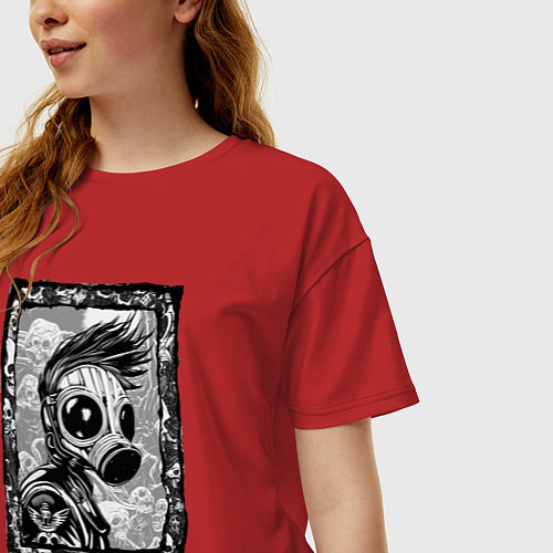 Женская футболка оверсайз Gasmask punk society / Красный – фото 3