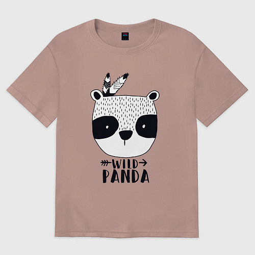 Женская футболка оверсайз Wild panda / Пыльно-розовый – фото 1