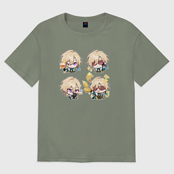 Футболка оверсайз женская Авантюрин стикеры, цвет: авокадо