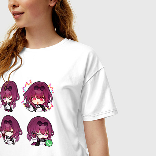 Женская футболка оверсайз Кафка стикеры / Белый – фото 3