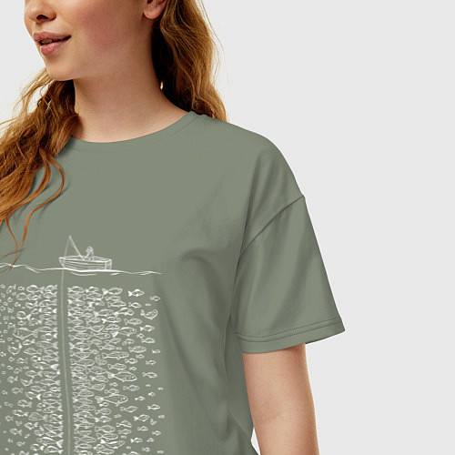 Женская футболка оверсайз Рыба есть - клёва нет / Авокадо – фото 3