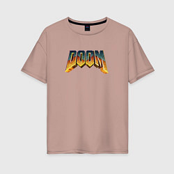 Футболка оверсайз женская Doom логотип, цвет: пыльно-розовый