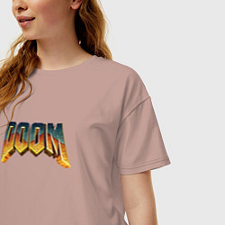 Футболка оверсайз женская Doom логотип, цвет: пыльно-розовый — фото 2