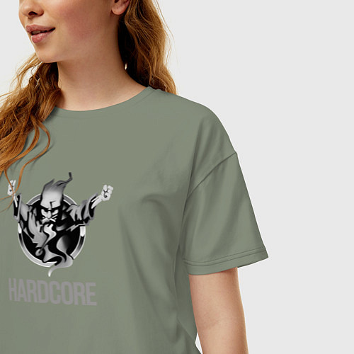 Женская футболка оверсайз Hardcore will never die / Авокадо – фото 3