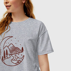 Футболка оверсайз женская Волк в ночи, цвет: меланж — фото 2