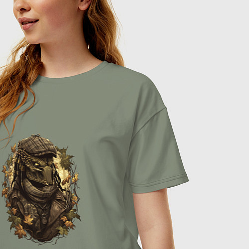 Женская футболка оверсайз Осенний хищник в кепке / Авокадо – фото 3