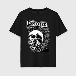 Футболка оверсайз женская The exploited - punk skull, цвет: черный