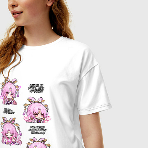 Женская футболка оверсайз Фу Сюань фразы / Белый – фото 3