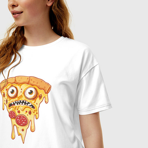 Женская футболка оверсайз Pizza face / Белый – фото 3