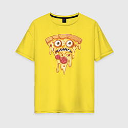 Футболка оверсайз женская Pizza face, цвет: желтый