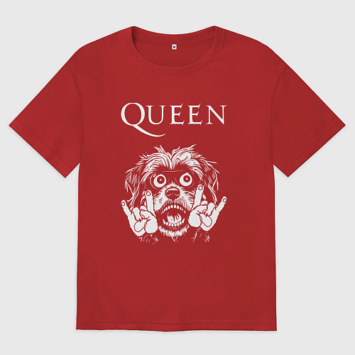 Женская футболка оверсайз Queen rock dog / Красный – фото 1