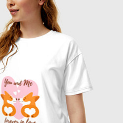 Футболка оверсайз женская Влюблённые корги, цвет: белый — фото 2