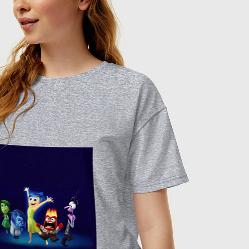 Женская футболка оверсайз Все эмоции персонажи мультфильм головоломка / Меланж – фото 3