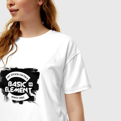 Женская футболка оверсайз Basic Element - logo / Белый – фото 3