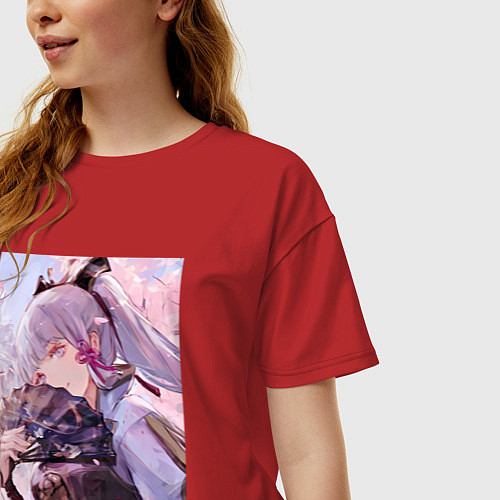 Женская футболка оверсайз Геншин Камисато Аяка / Красный – фото 3