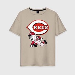 Футболка оверсайз женская Cincinnati reds baseball team - talisman, цвет: миндальный