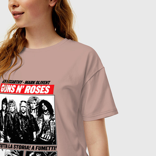 Женская футболка оверсайз Guns N Roses rock band / Пыльно-розовый – фото 3