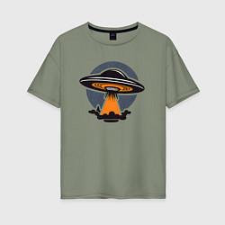 Футболка оверсайз женская Летающая тарелка, цвет: авокадо