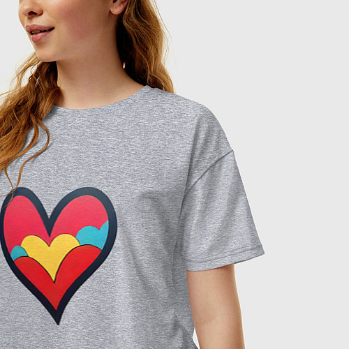 Женская футболка оверсайз Яркое сердечко / Меланж – фото 3